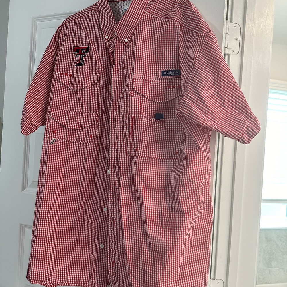 Columbia PFG Super Bonehead XL Texas Tech Red Gingham Print